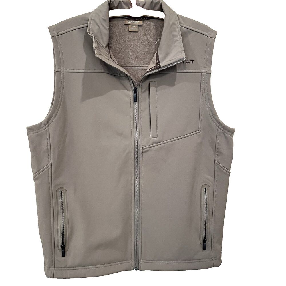 Ariat Men’s Vernon 2.0 Softshell Full Zip Vest Water Wind Resistant Brown Gray L